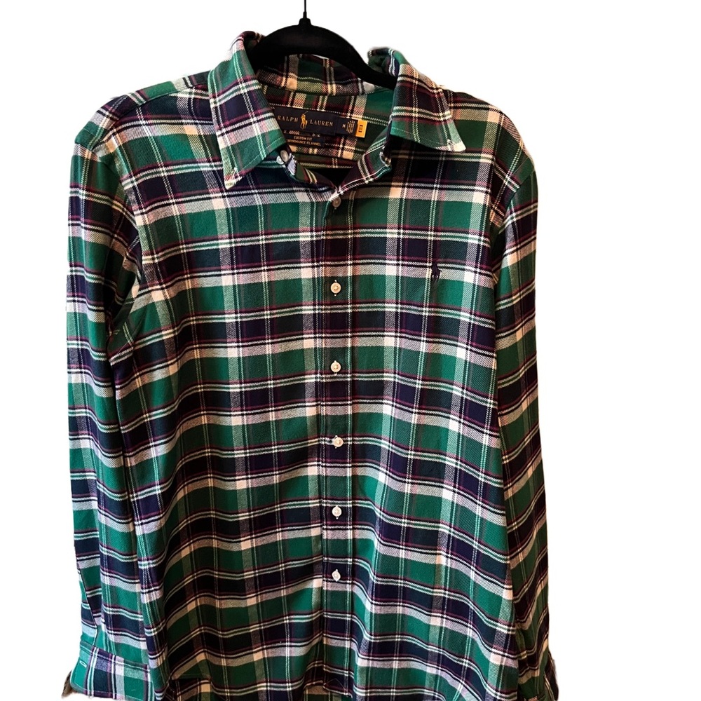 Ralph Lauren Green Performance Flannel Plaid Button-Up Shirt